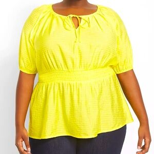 NWT Lane Bryant Classic Elbow-Sleeve Split-Neck Peplum Blouse - Size 14/16